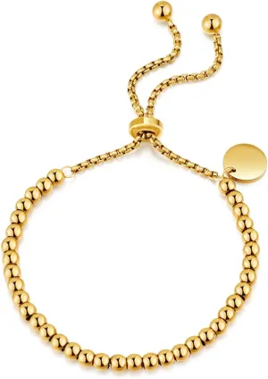 Gold/Silver Beaded Bracelet For Women Stainless Steel Round Ball Bracelet Stackable Bracelets Adjustable Jewelry