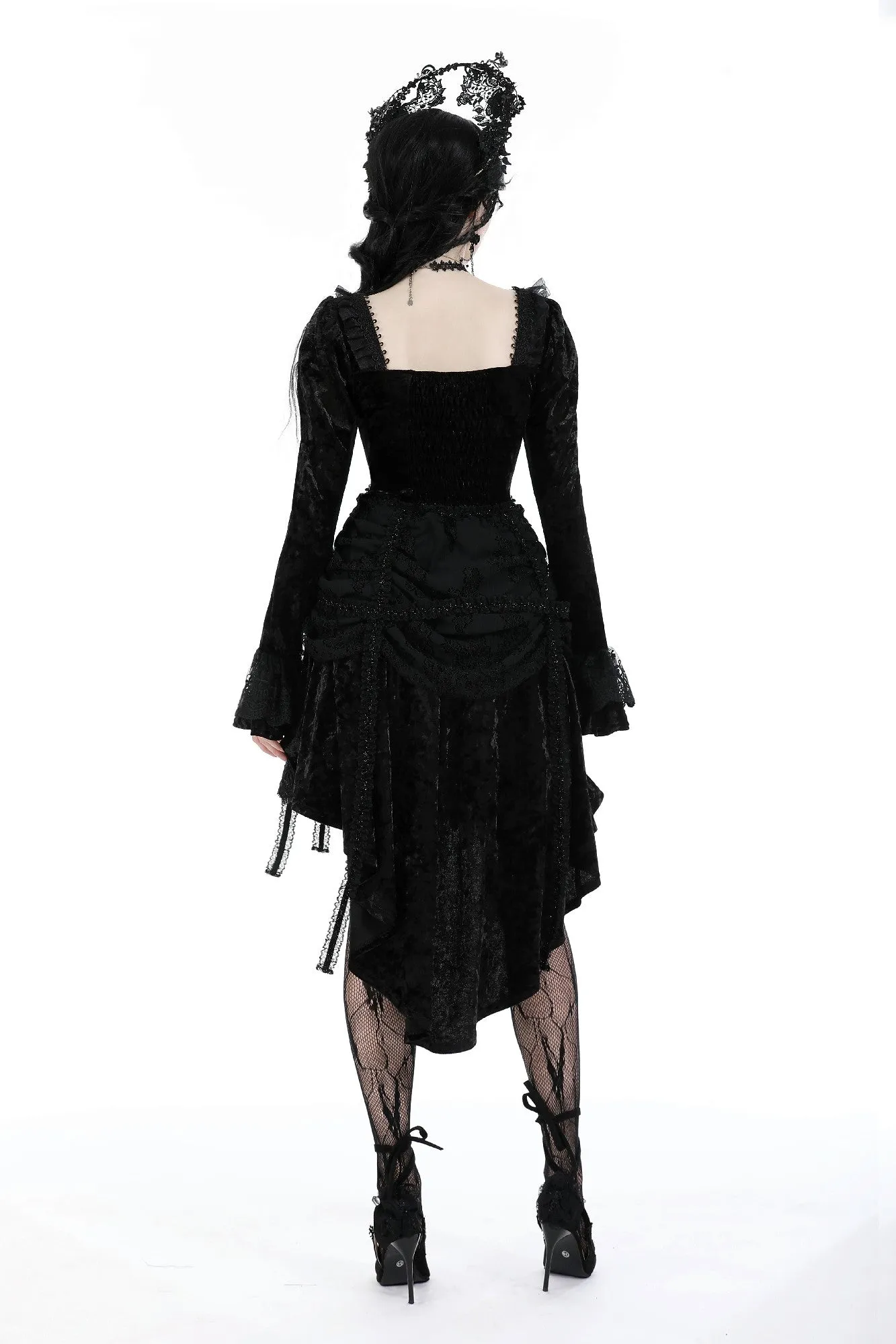 Gothic retro tasseled dovetail velvet dress DW938