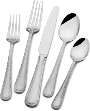 Gourmet Basics By Mikasa Halston 42-Piece 18/0 Stainless Steel Flatware Set, Service For 8