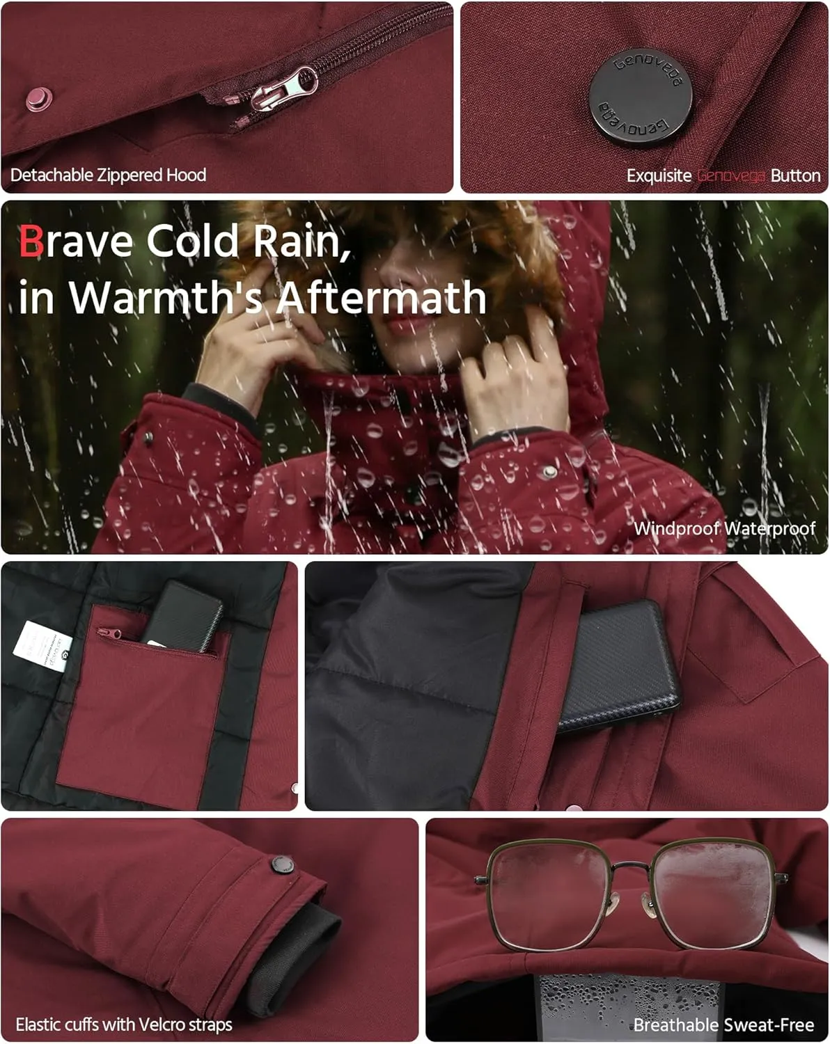 Graphene Heated Jacket for Women with Battery Pack Waterproof Windproof