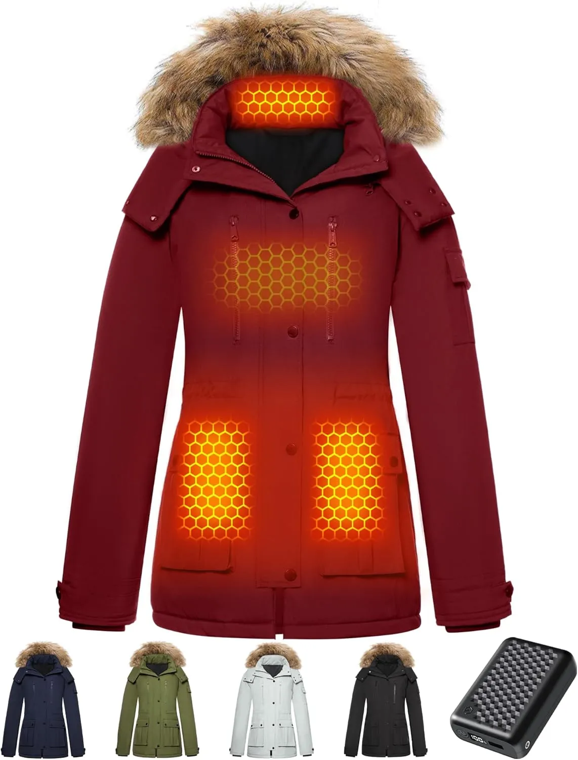 Graphene Heated Jacket for Women with Battery Pack Waterproof Windproof