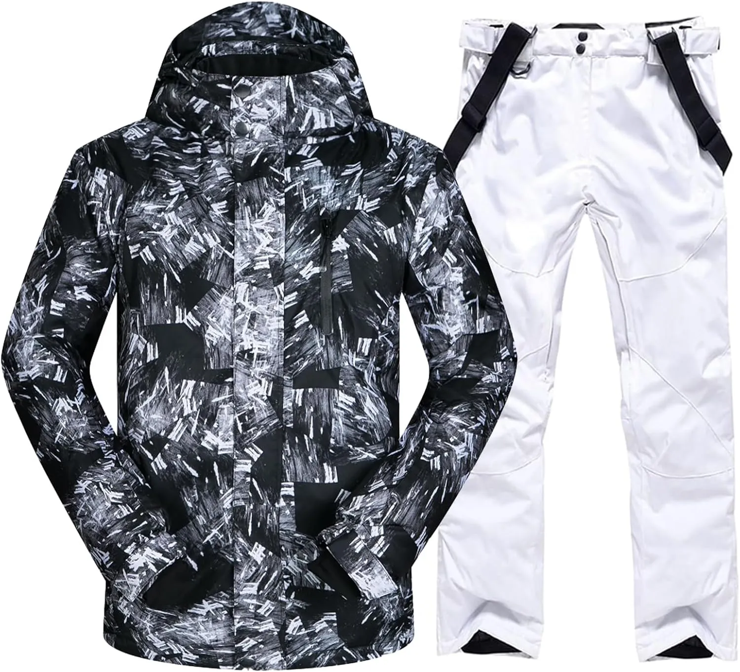 GS SNOWING Men's Winter Windproof Waterproof Snowsuit Snowboard Jacket and Ski Pants for Snow Sport