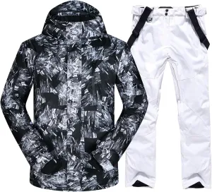 GS SNOWING Men's Winter Windproof Waterproof Snowsuit Snowboard Jacket and Ski Pants for Snow Sport