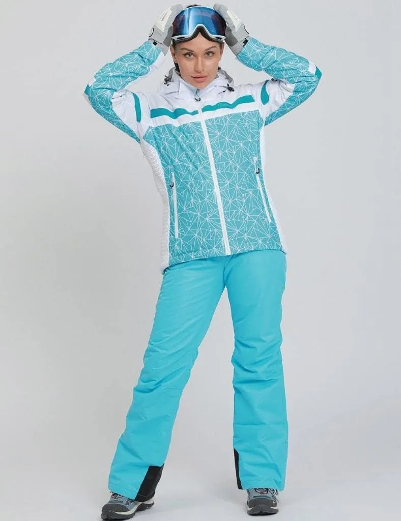 GS SNOWING Women's Ski Jackets and Pants Set Windproof Waterproof Insulated Snowsuit Winter Warm Snowboarding Snow Coat