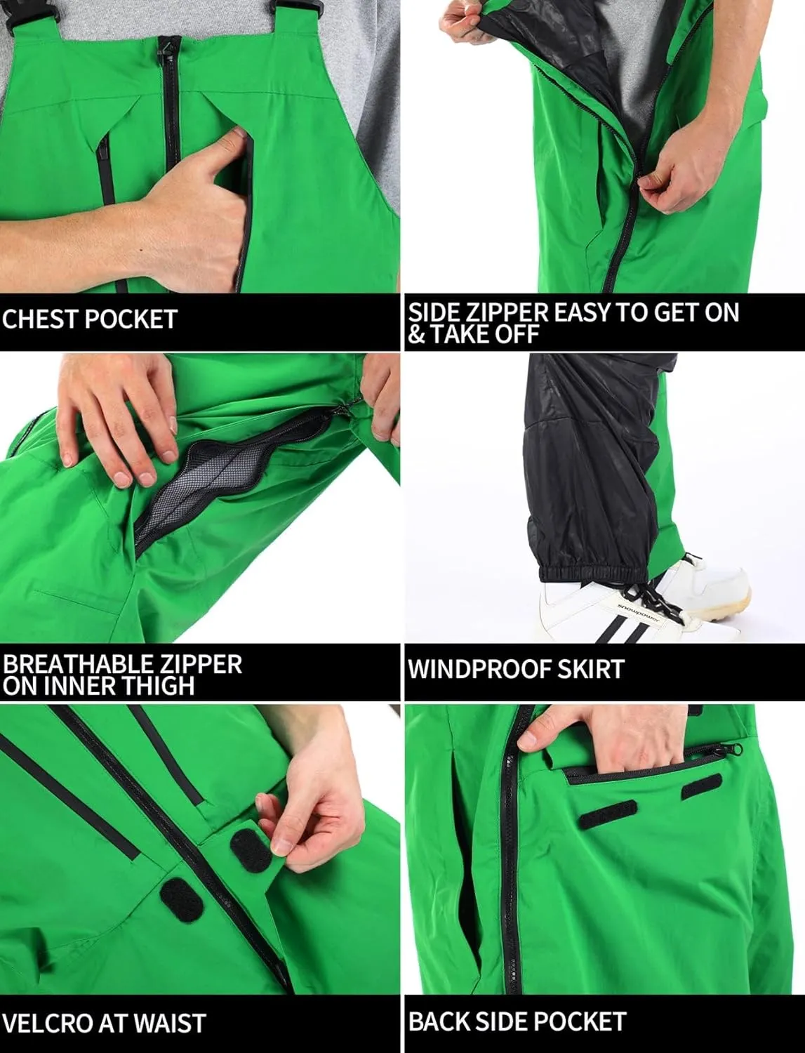 GSOU SNOW Mens Ski Bibs Women Snowboard Pants Bib Snow Insulated Overalls Waterproof Windproof Winter Warm Sport