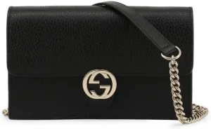Gucci Interlocking Camelia Wallet Chain Marmont Leather Silver Handbag Italy NEW