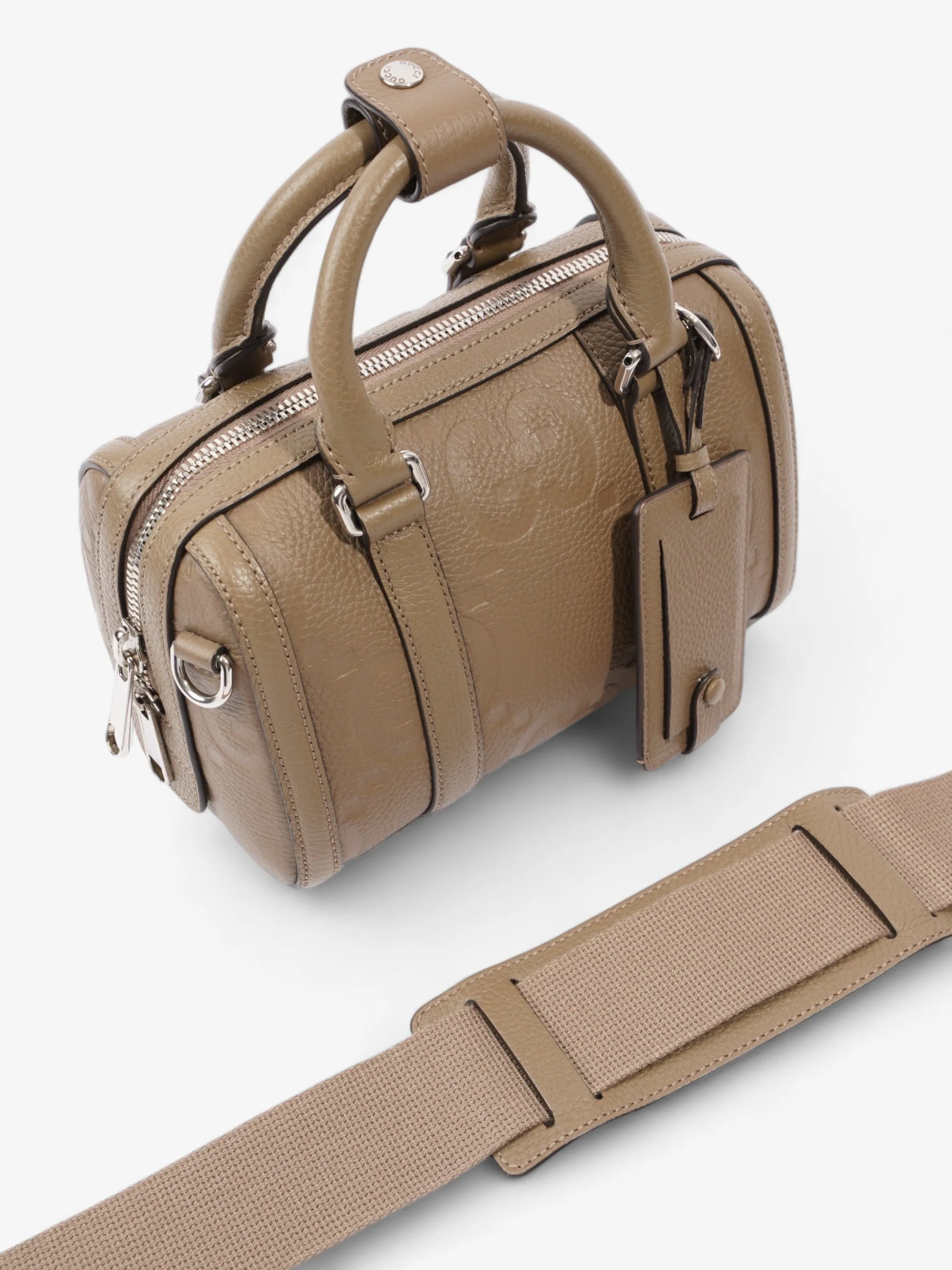 Gucci Jumbo GG Mini Duffle Beige Embossed Leather