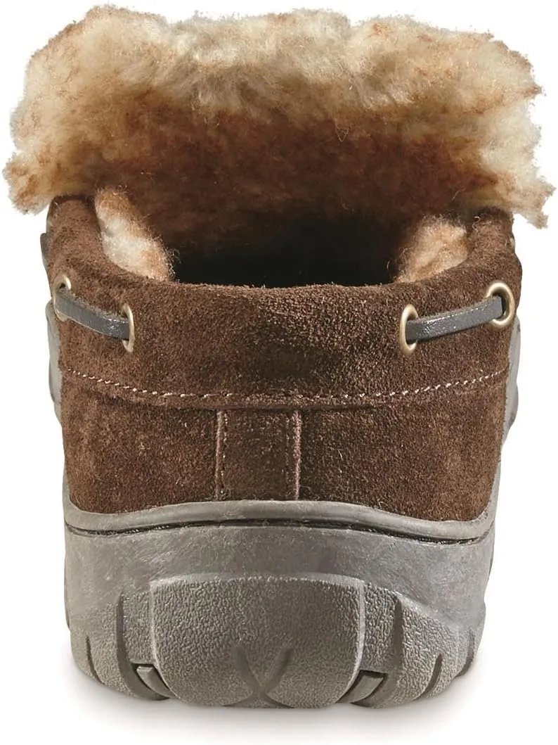 Guide Gear Suede Men’s Fur-Lined Suede Moccasin Slippers Indoor Outdoor Bedroom House Shoes