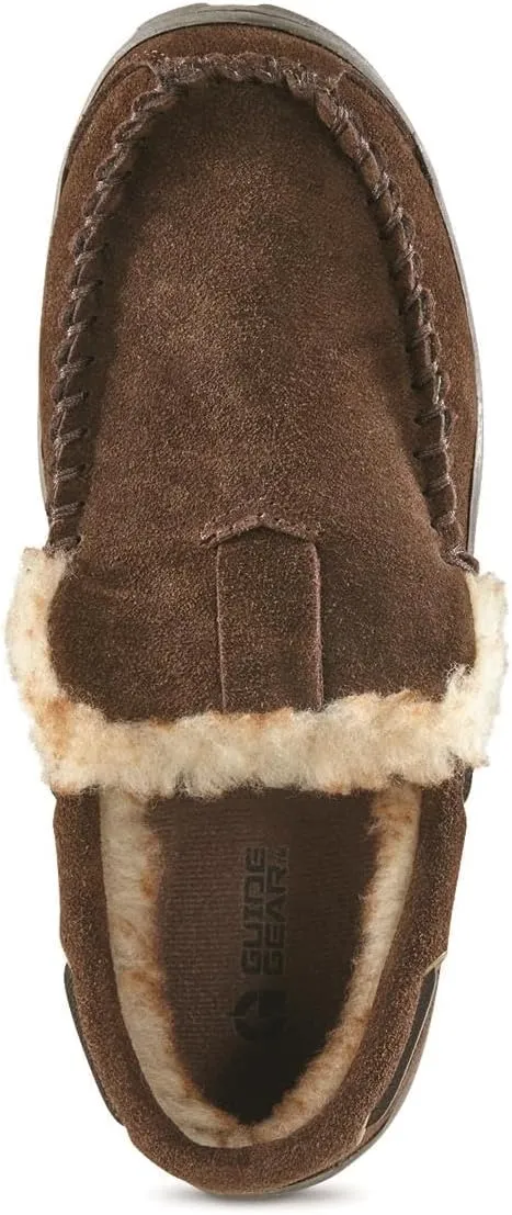Guide Gear Suede Men’s Fur-Lined Suede Moccasin Slippers Indoor Outdoor Bedroom House Shoes