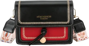 Guitar Strap Color-Block Crossbody Bags for Women Cute Designer Handbags Trendy Cross Body Purse Leather Shoulder Bag