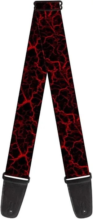 Guitar Strap Marble Black Red 2 Inches Wide