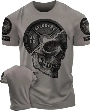 Gymish Lifestyle Skull Plate Gym Shirt, Work Out Deadlift Skull T-Shirt for Men