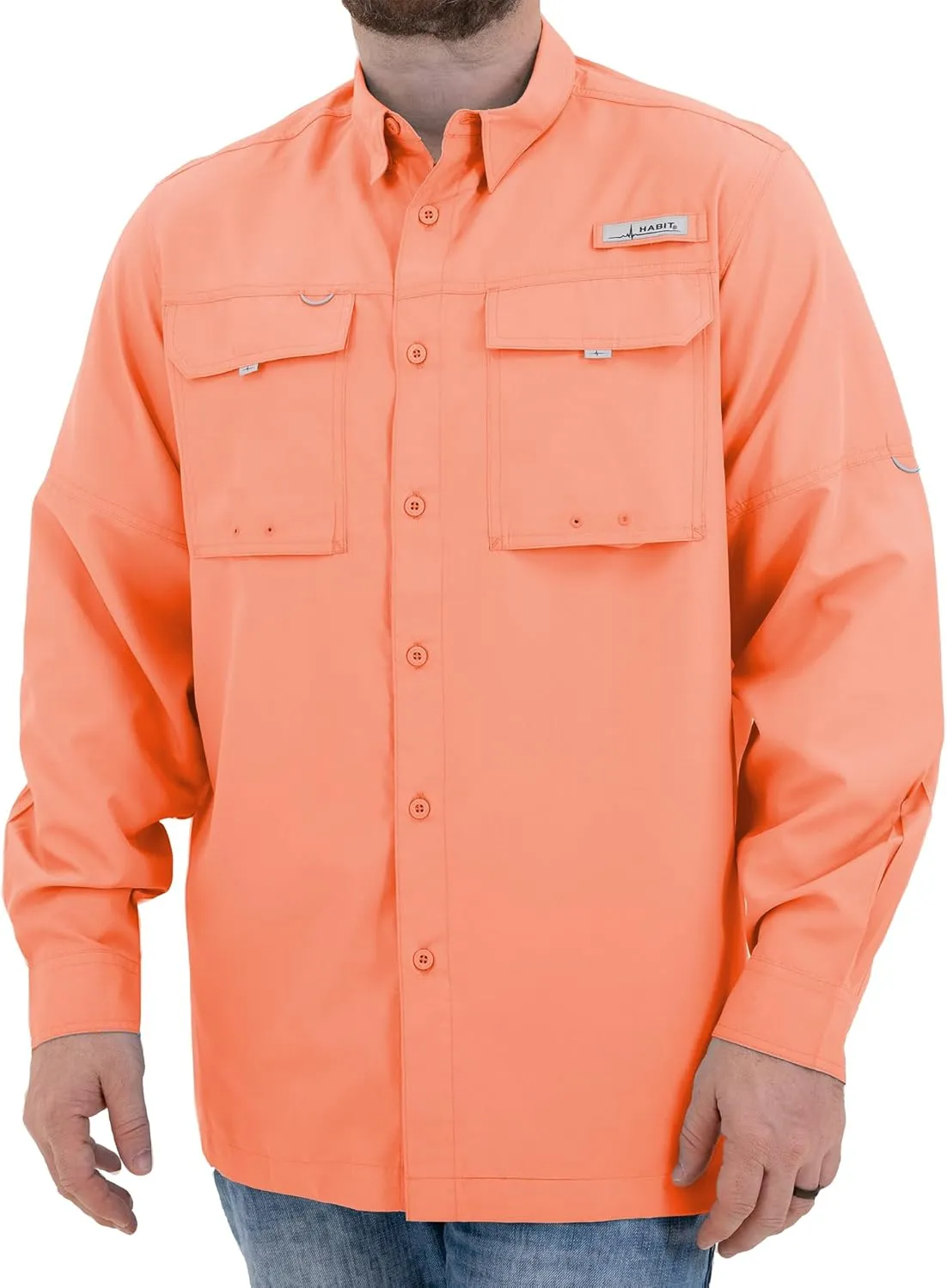 HABIT Men's Fourche Mountain Long Sleeve River Guide Fishing Shirt - UPF 40  UV Protection