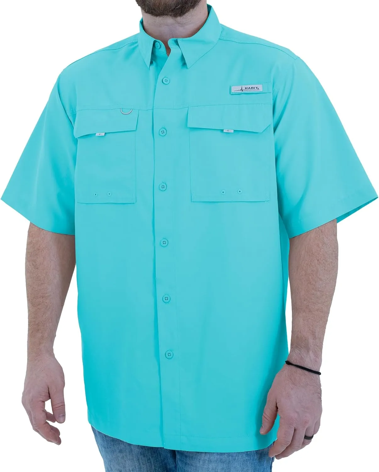 HABIT Men’s Fourche Mountain Short Sleeve River Guide Fishing Shirt - UPF 40  UV Protection