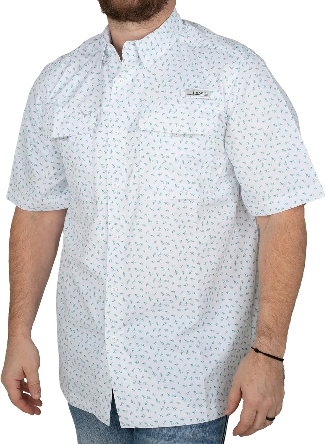 HABIT Men’s Fourche Mountain Short Sleeve River Guide Fishing Shirt - UPF 40  UV Protection