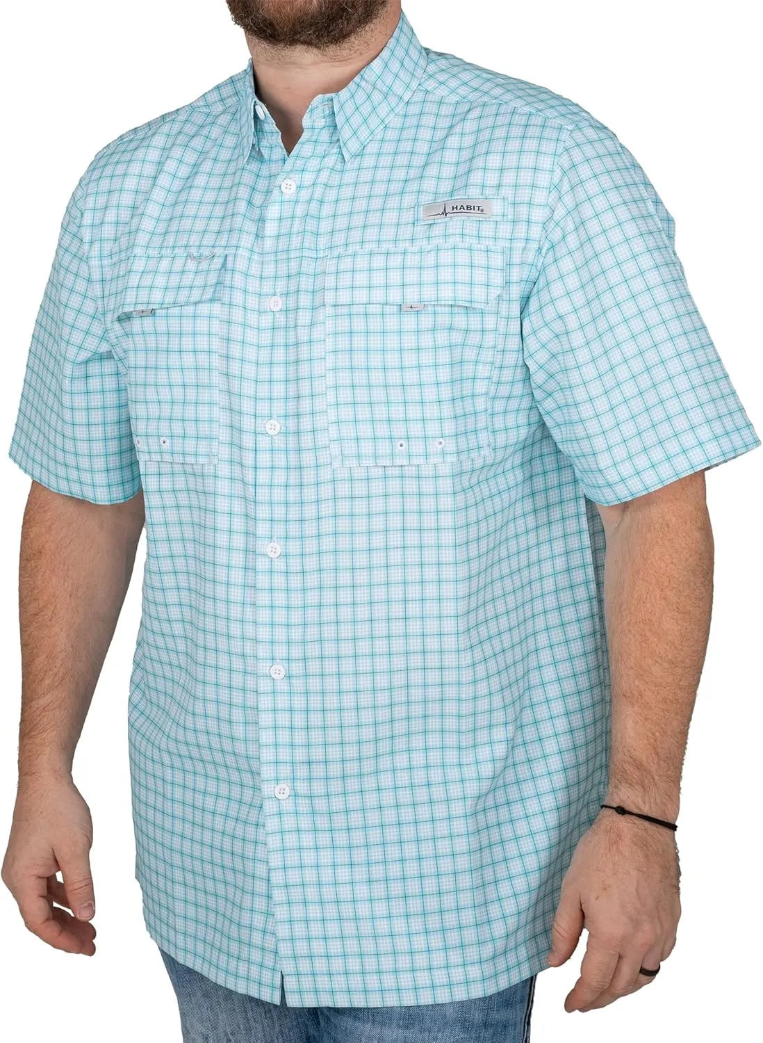 HABIT Men’s Fourche Mountain Short Sleeve River Guide Fishing Shirt - UPF 40  UV Protection