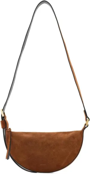 Halfmoon Suede Xbody, Cognac Brown