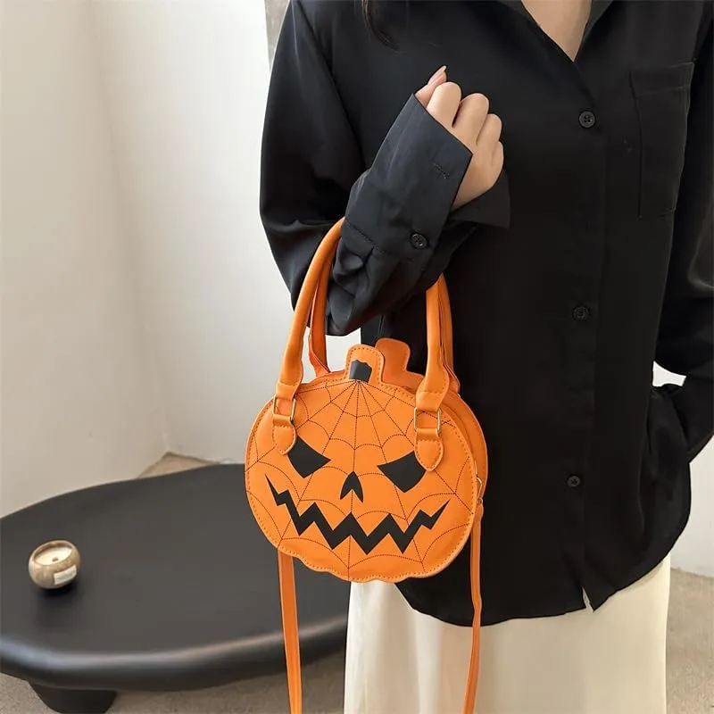 Halloween Purse Pumpkin Purse Crossbody Bag Novelty Devil Shoulder Bag PU Leather Halloween Pumpkin Crossbody Purse