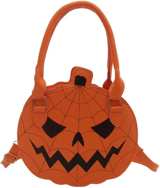 Halloween Purse Pumpkin Purse Crossbody Bag Novelty Devil Shoulder Bag PU Leather Halloween Pumpkin Crossbody Purse