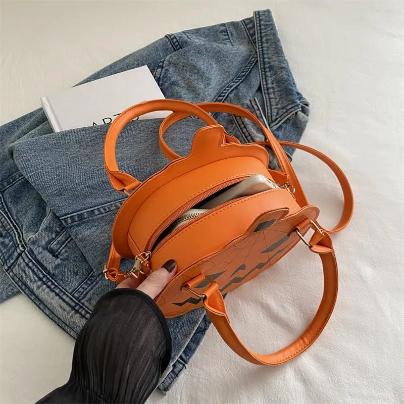 Halloween Purse Pumpkin Purse Crossbody Bag Novelty Devil Shoulder Bag PU Leather Halloween Pumpkin Crossbody Purse