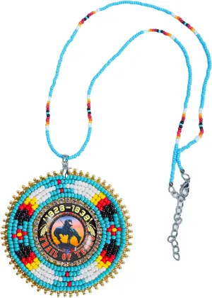 Handmade Beaded Patch Necklace Pendant Unisex With Native American Style, Christmas Birthday Native American Day Gifts