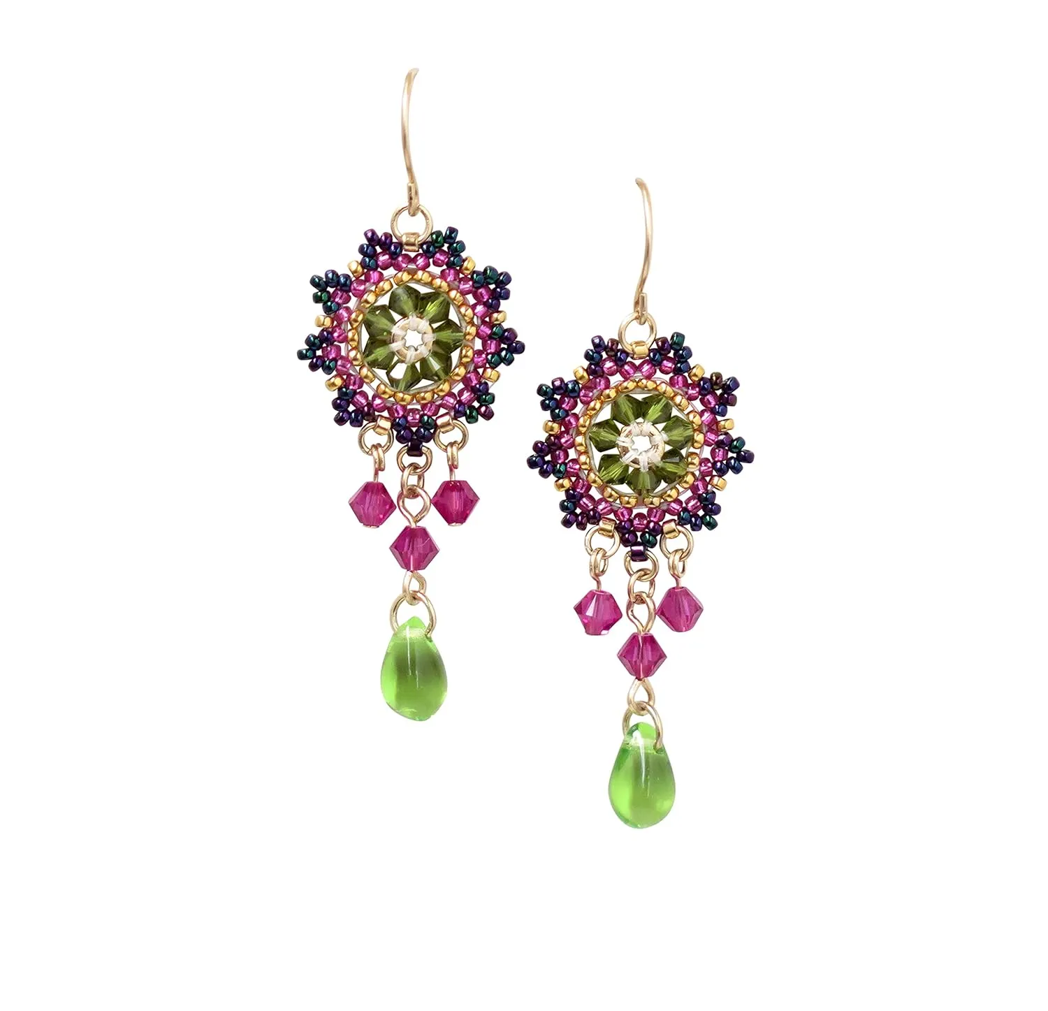 Handmade Colorful Swarovski Crystal Chandelier Beaded Earrings