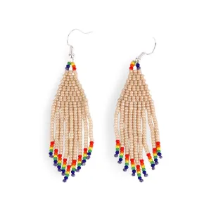 Handwoven Beaded Dangle Earrings - Tassel
