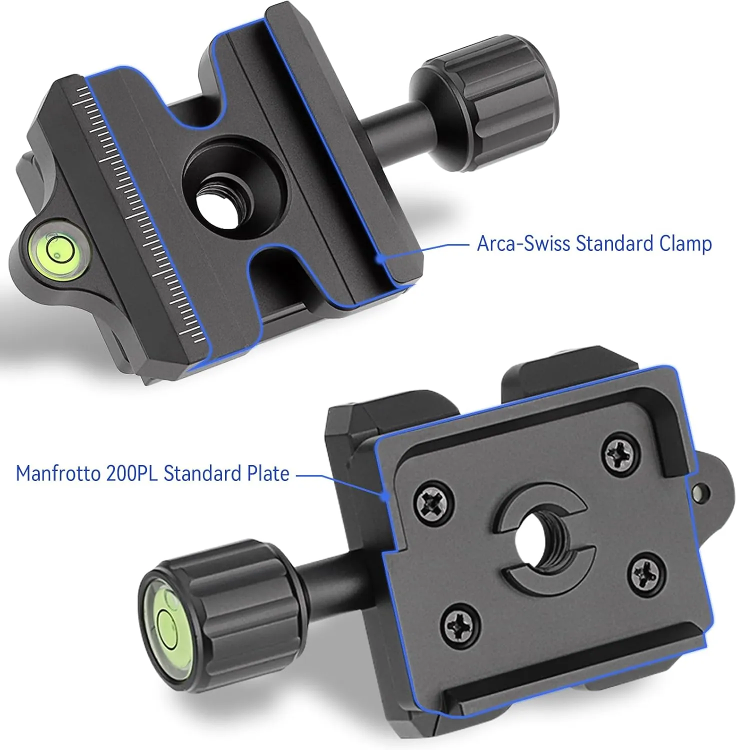 Haoge Quick Release QR Clamp Adapter Convertor for Manfrotto RC2 System to Arca-Swiss Compatible