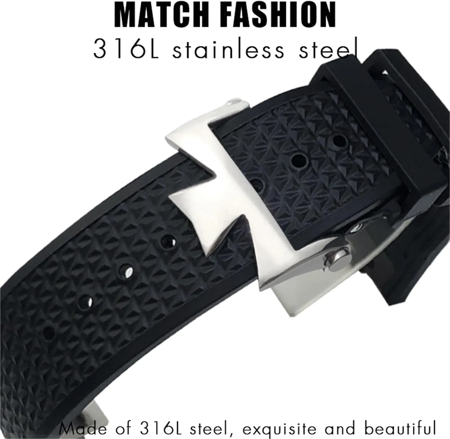 HaoLMi-24x7mm Quick Release Fluoros Rubber Watchbands For Vacheron Constantin VC Overseas Screw Buckle Watch Strap