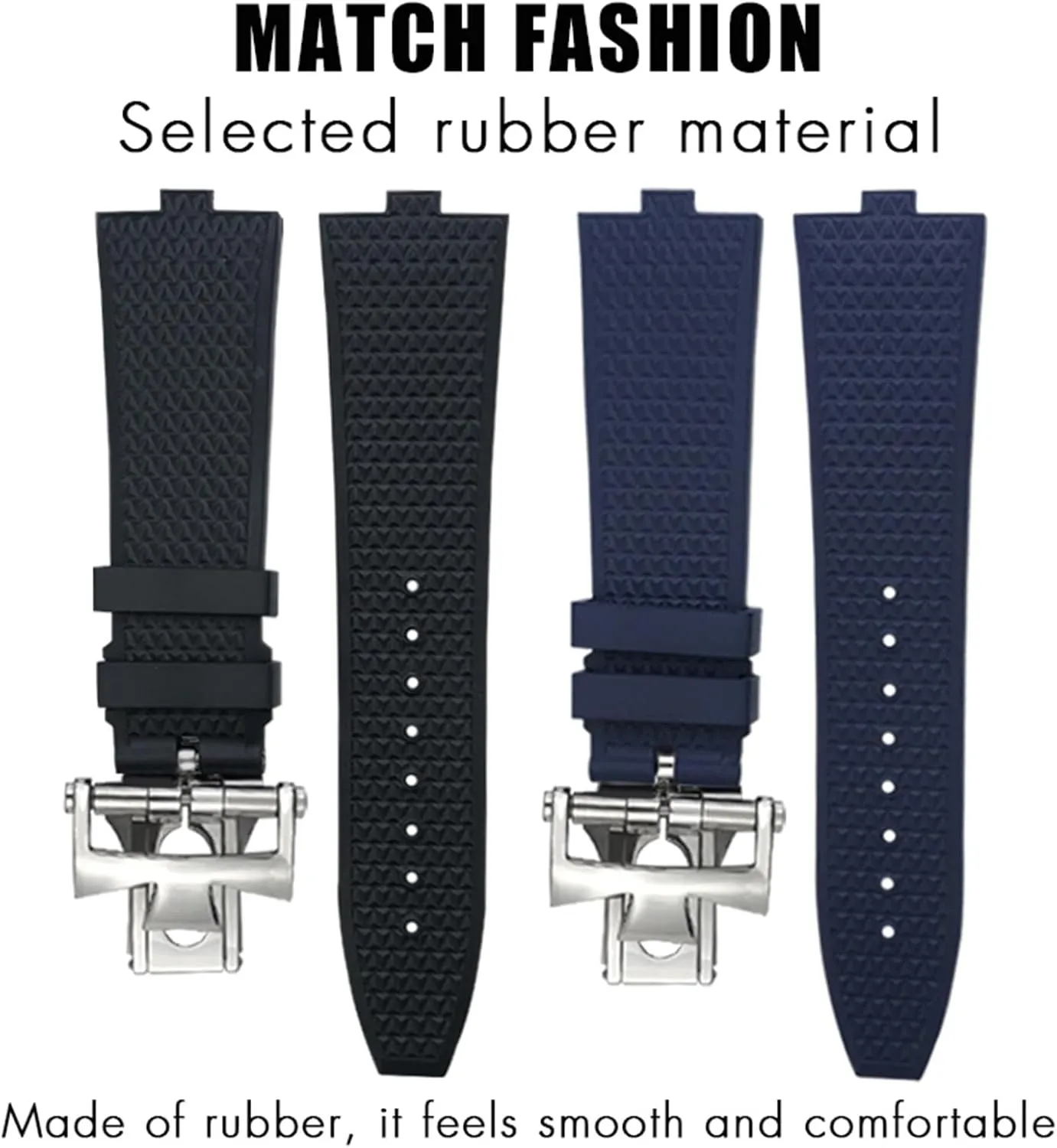 HaoLMi-24x7mm Quick Release Fluoros Rubber Watchbands For Vacheron Constantin VC Overseas Screw Buckle Watch Strap