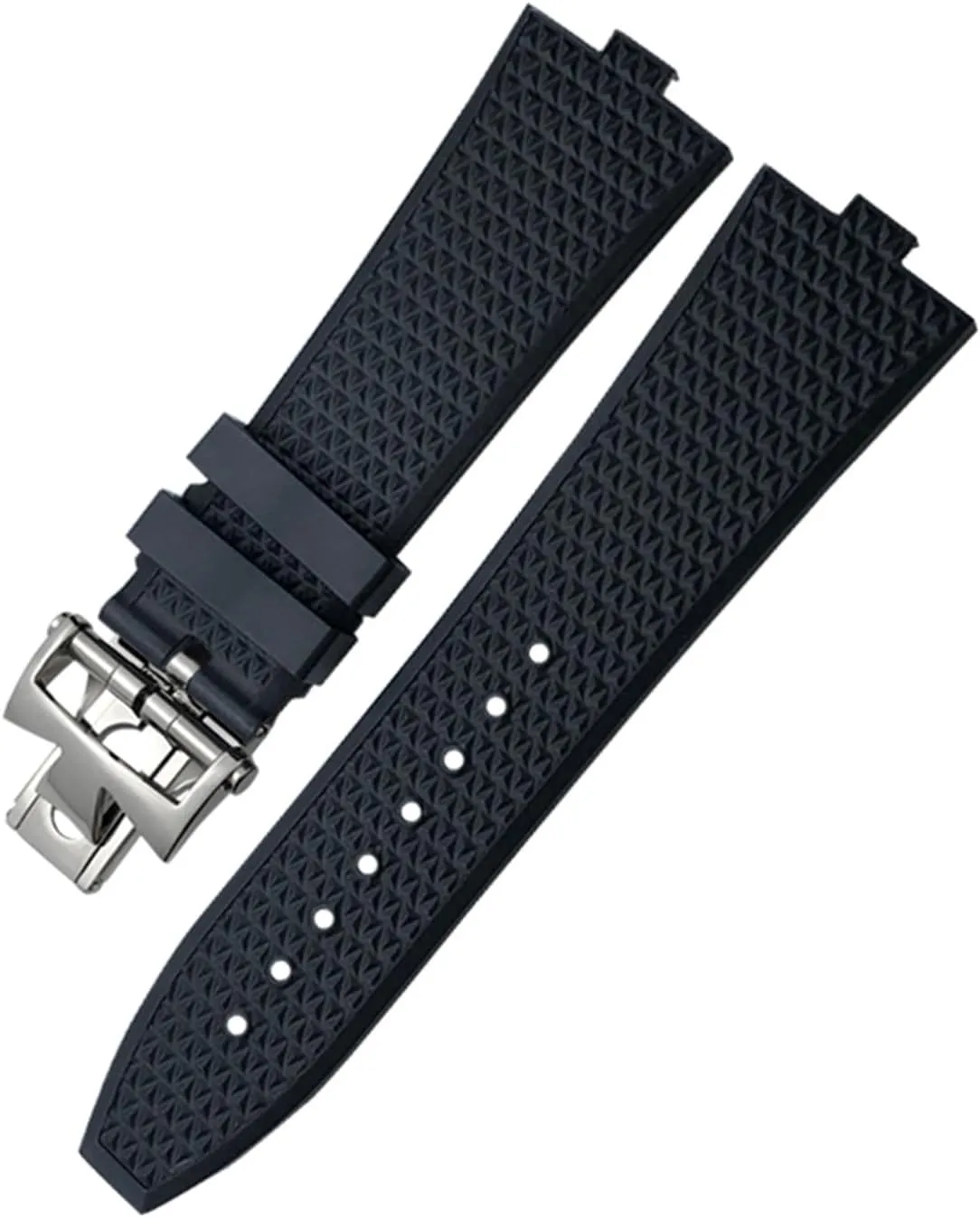 HaoLMi-24x7mm Quick Release Fluoros Rubber Watchbands For Vacheron Constantin VC Overseas Screw Buckle Watch Strap