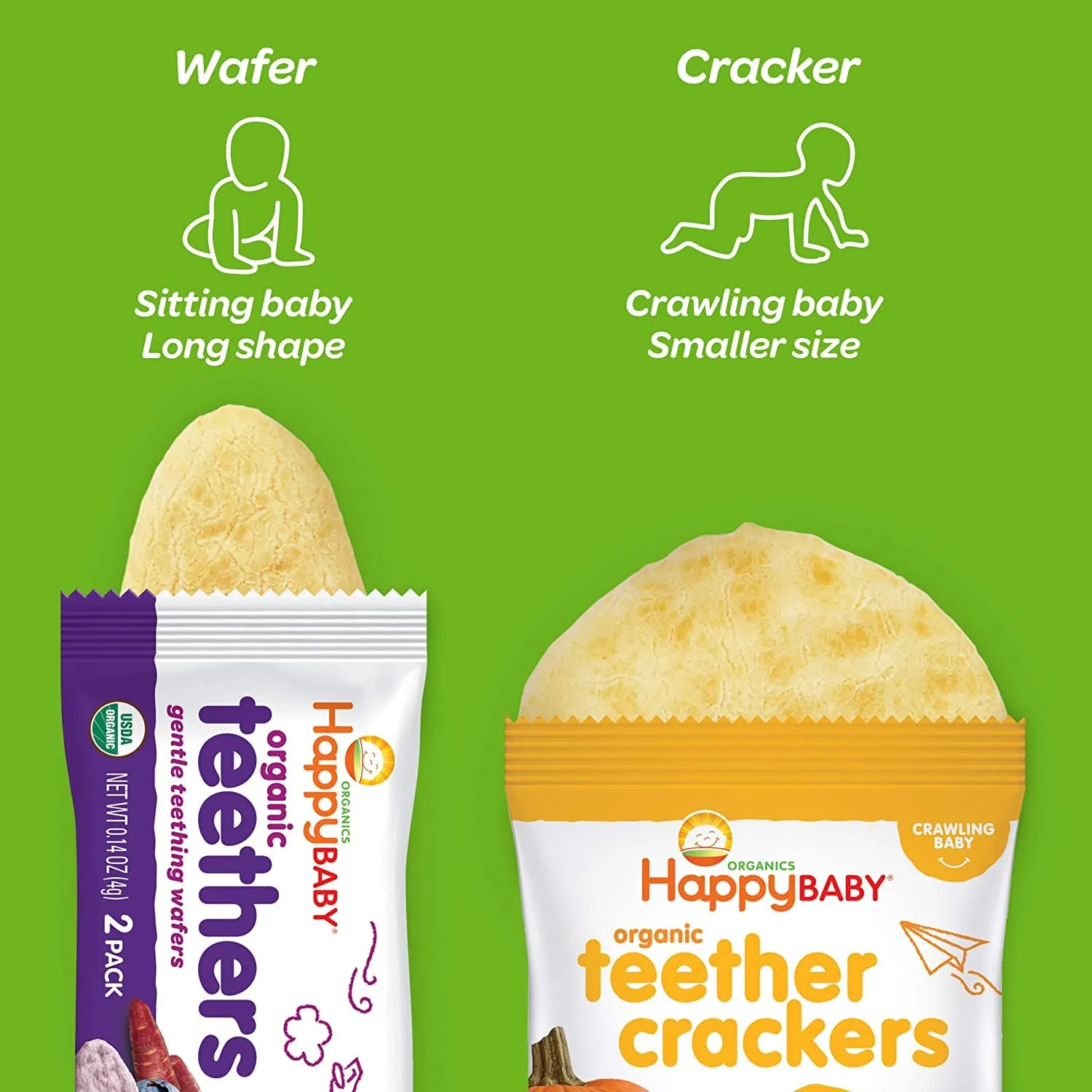 Happy Baby Organics Baby Snacks, Gentle Teething Wafers, Gluten Free & Vegan, Blueberry & Purple Carrot, 12 Count (Pack of 6)
