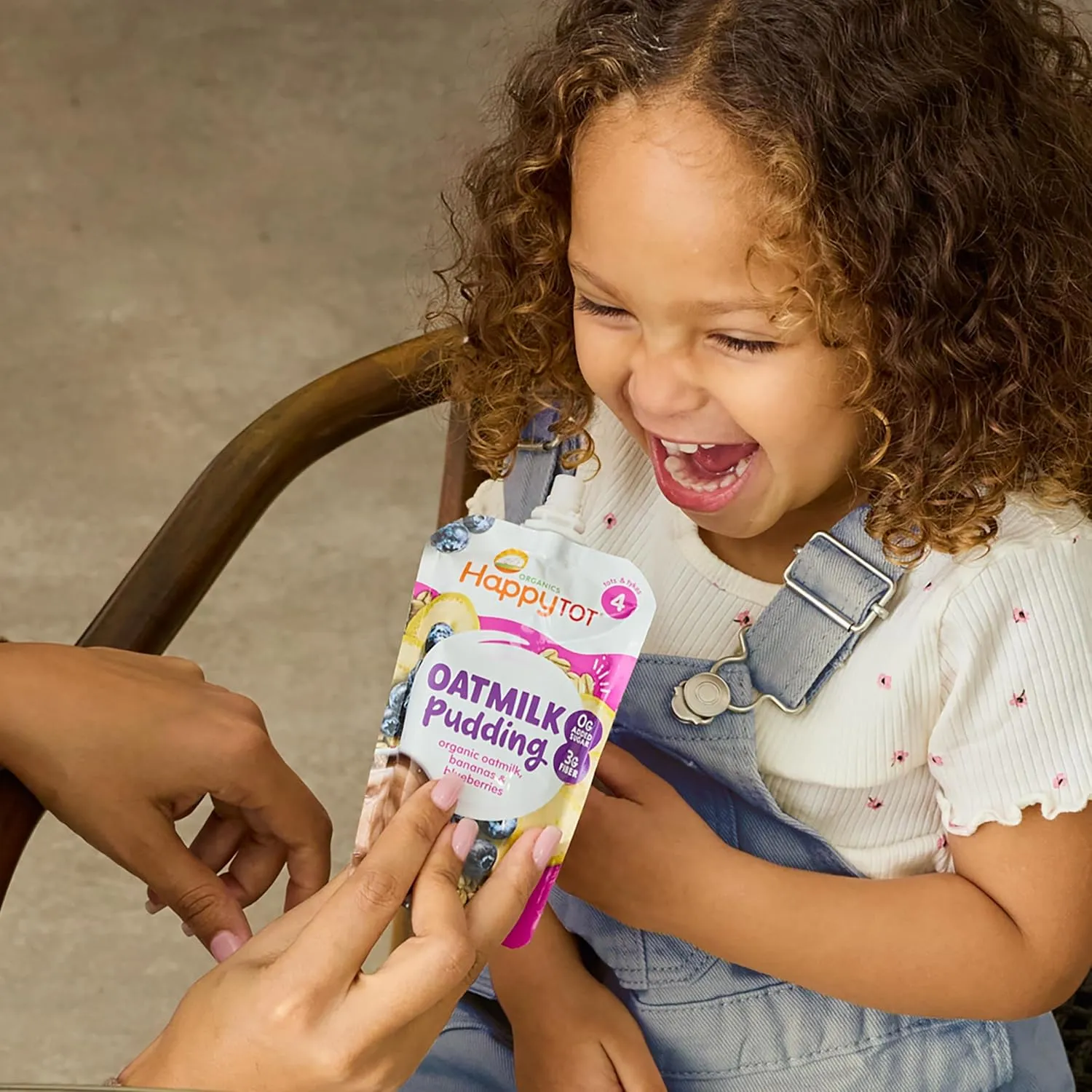 Happy Tot Organics Oatmilk Pudding, Dairy-Free, Stage 4 Toddler Snack, Oatmilk, Bananas & Blueberries, 4 Ounce Pouch, Pack of 16