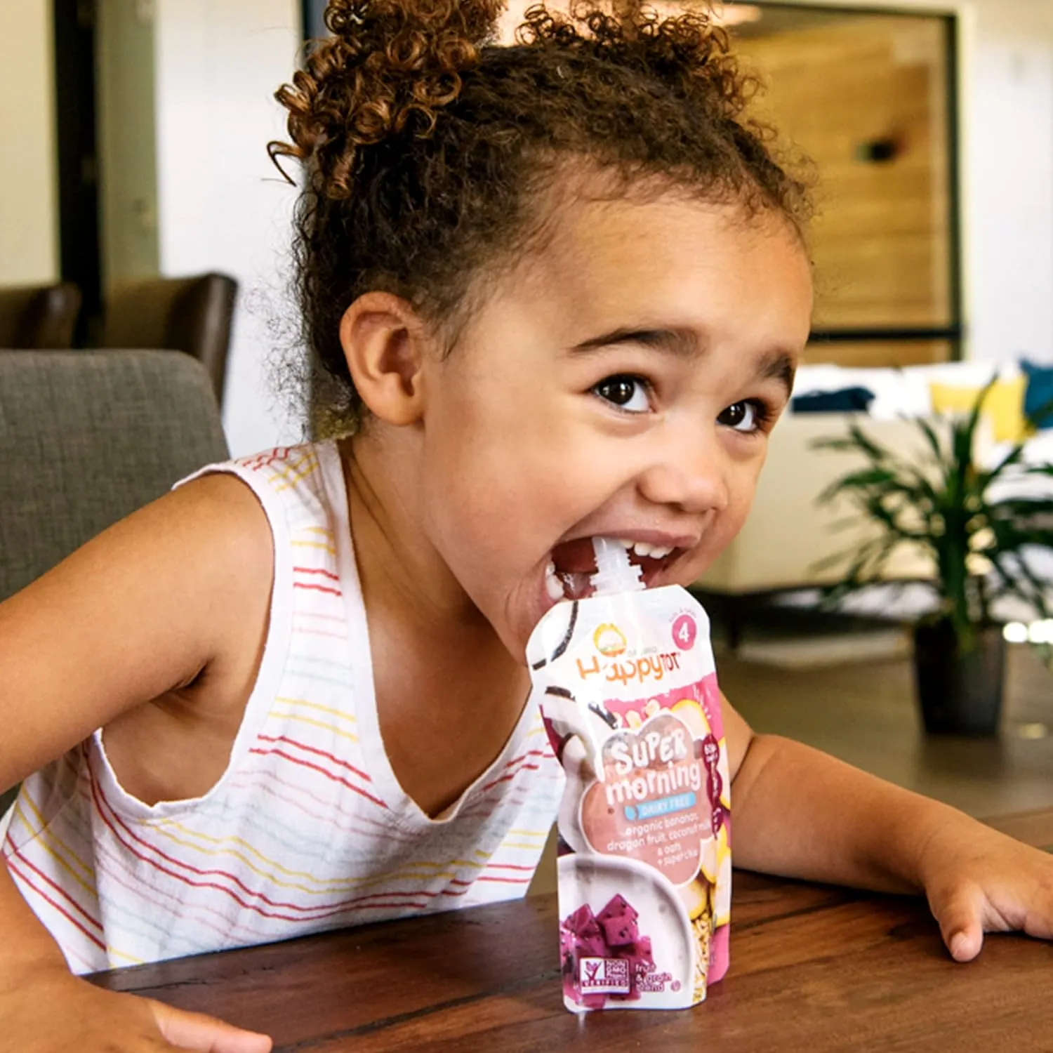 Happy Tot Organics Stage 4 Baby Food Pouches, Gluten Free, Vegan & Dairy Free Snack, Super Morning Fruit & Oat Blend, Bananas, Dragon Fruit, Coconutmilk, Oats & Chia, 4 Oz (Pack of 16)