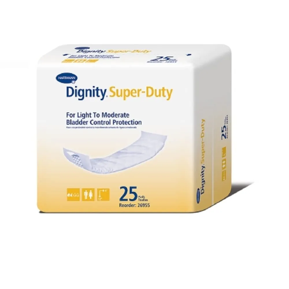 Hartmann 26955 Dignity Super-Duty Pad for Light to Moderate Protection, Disposable, 4" Width, 12" Length, White (Pack of 200)