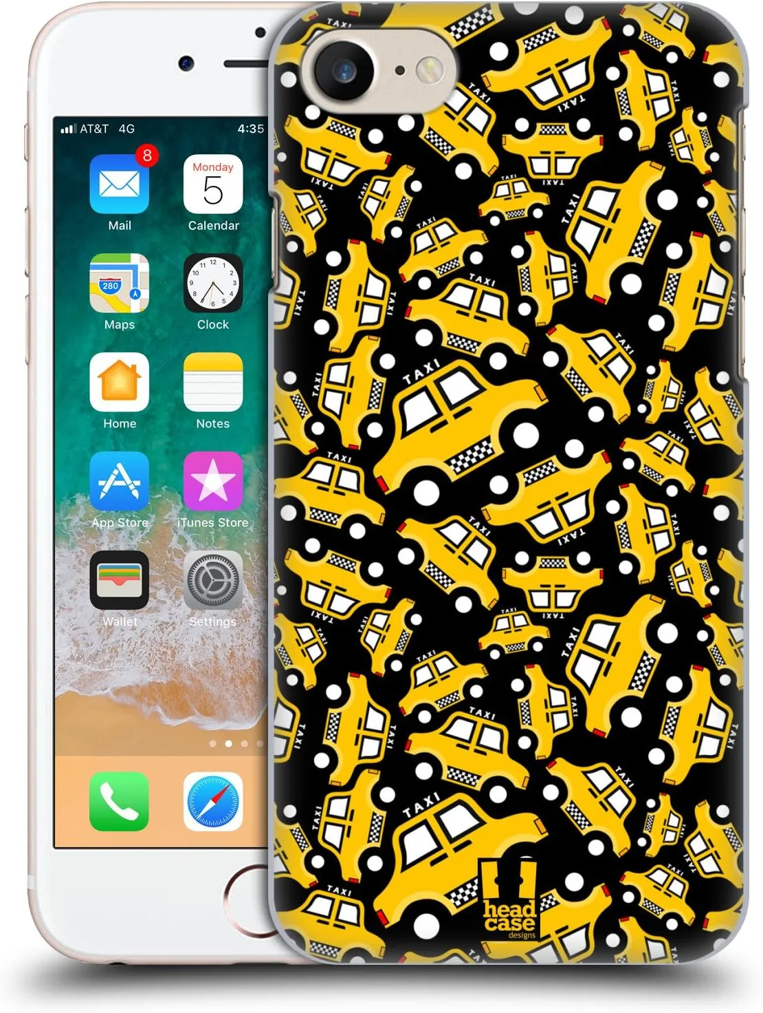 Head Case Designs Black Taxi Pattern Yellow Cab Hard Back Case Compatible with Apple iPhone 7/8 / SE 2020 & 2022
