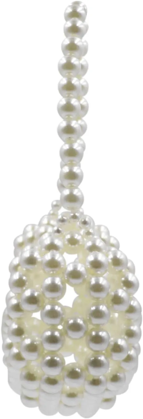 Heart White Beaded Pearl Handbag Purse Acrylic Beaded Handbag Mini Wrislet Clutch Elegant Evening Bag for Party Wedding