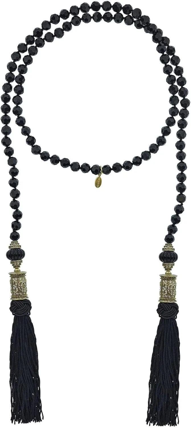 Heidi Daus® "Chinoise Tassel Beaded Crystal Tassel Lariat Necklace