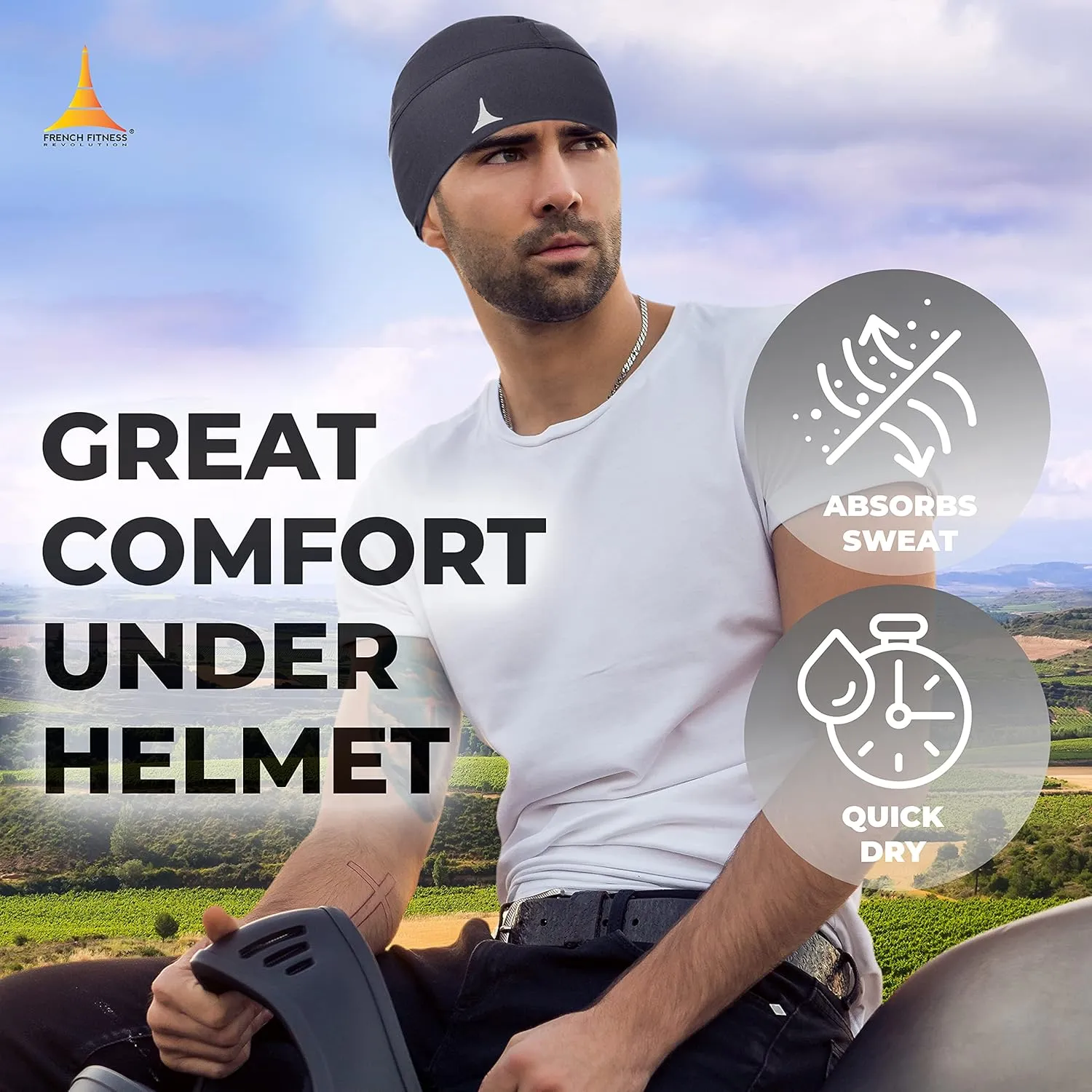 Helmet Liner Sweat Wicking Skull Cap Beanie. Ultimate Performance Moisture Wicking. Fits Under Helmets