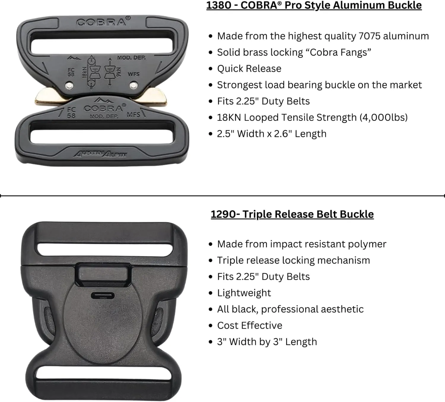 Hero's Pride 2.25" Leather Duty Belt, AirTek Basix Rugged Hook Lined Leather Belt, Quick Release Buckle, Plain Finish