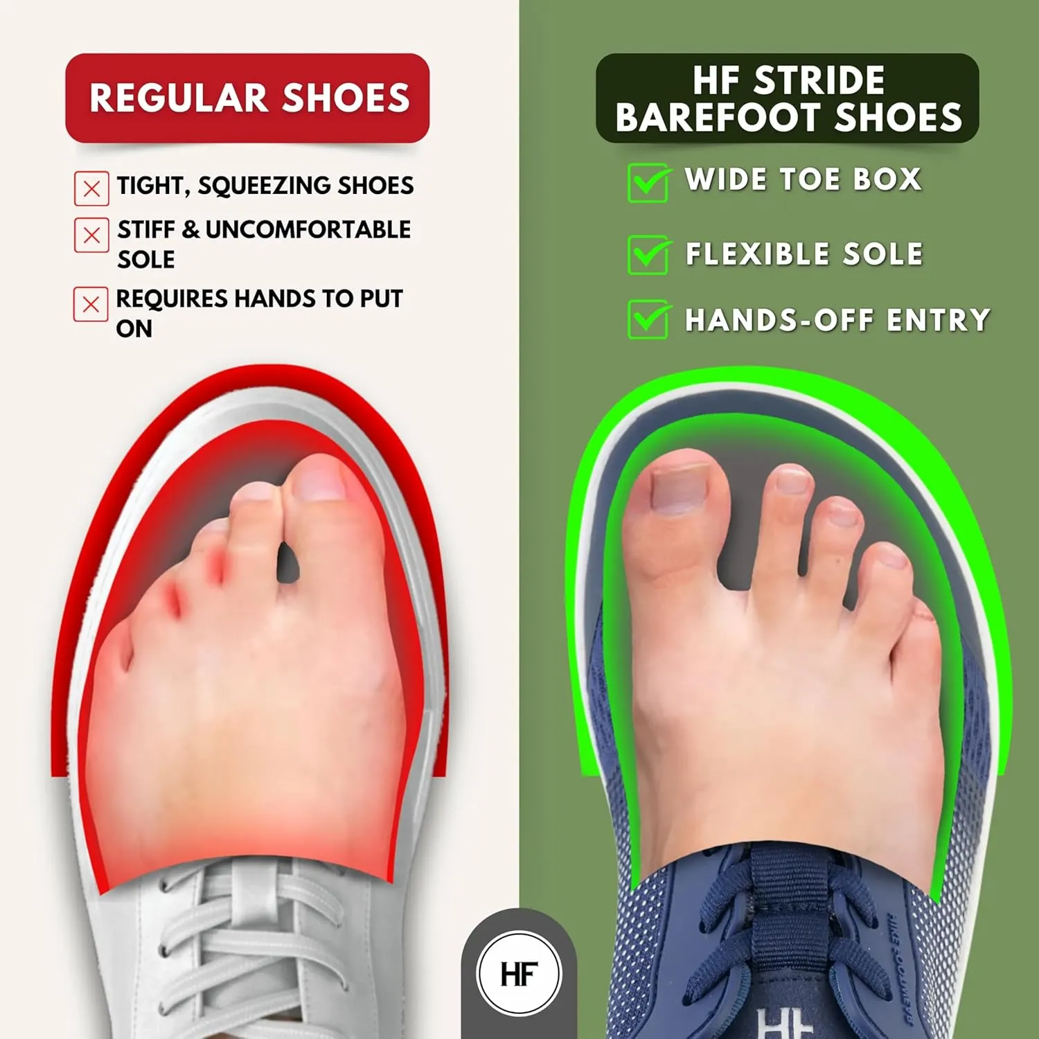 HF Stride – Hands-Off & Ergonomic Barefoot Shoes, Thin Sole & Ultra-Light, Effortless Wear Unisex
