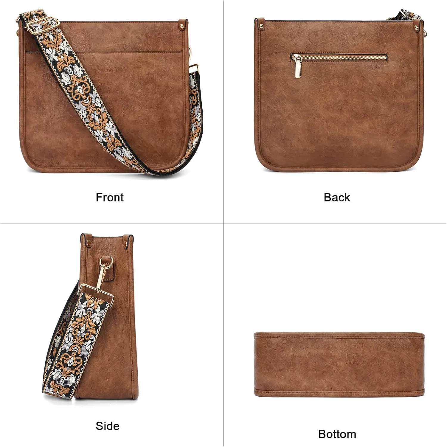 HKCLUF Crossbody Bag Purse for Women 2PCS/Set Leather Hobo Handbag Wallet Set With 2Adjustable Guitar Strap Shoulder Bag