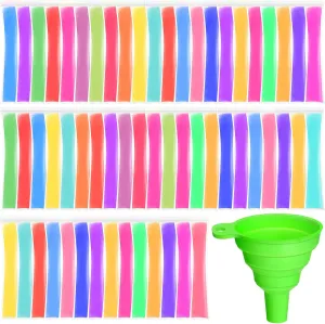Hoolerry 600 Pcs Disposable Ice Mold Bags with 1 Silicone Funnel Freezer Tubes with Zip Seals Candy Ice Mold Yogurt Tubes Pouch for Snack Juice Fruit Smoothies Party Favor (2.2 x 11 Inch)