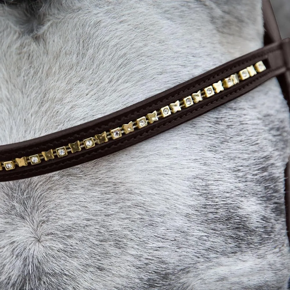 HORZE Weston Padded Leather Snaffle Bridle with Flash Noseband and Web Reins | English Bridle for Horses