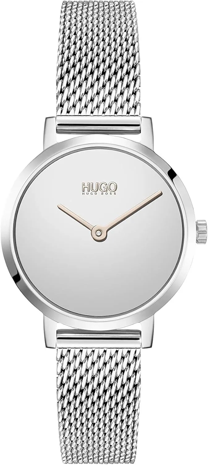 HUGO #Cherish Women's Quartz Stainless Steel Mesh Bracelet Casual Watch, Silver, 12