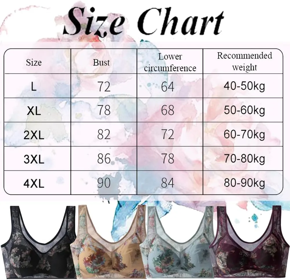 Ice Silk Lace Cooling Comfort Bra, Ellebloom Bra, Miracharm Lace Buttonless Ultra Thin Lifting Bras for Women&Senior