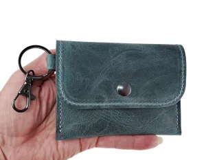 ID Card Wallet, Leather Key Chain ID/Card Holder, Earthy and Camo Leather Colors, Business Card Holder, Small Purse To Keep Cards Secure, Unique Wedding or Bridesmaid Gift (Rocky River)
