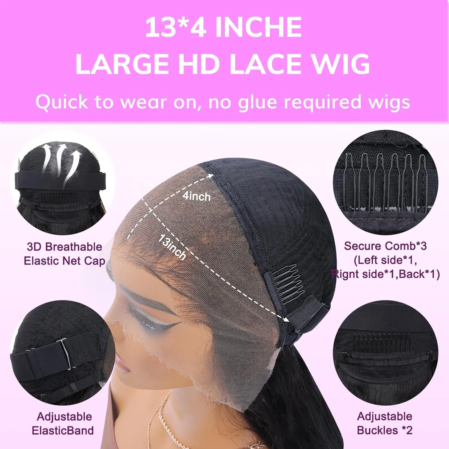 IDN BEAUTY SKINLIKE REAL 13X4 HD Lace Full Frontal Wigs Human Hair 20 Inch 180% Density Body Wave Natural Black 0.1MM Ultra Thin HD lace Frontal Wig Bleached Single Knot Pre Plucked Glueless Wig