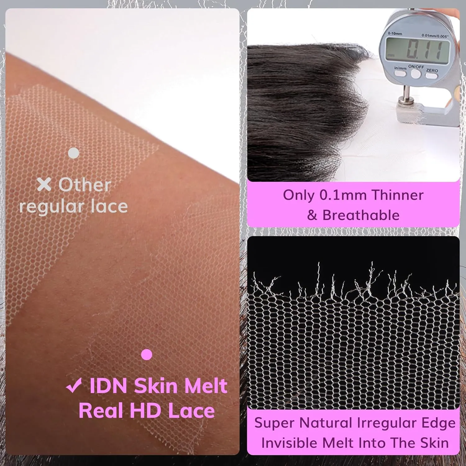 IDN BEAUTY SKINLIKE REAL 13X4 HD Lace Full Frontal Wigs Human Hair 20 Inch 180% Density Body Wave Natural Black 0.1MM Ultra Thin HD lace Frontal Wig Bleached Single Knot Pre Plucked Glueless Wig
