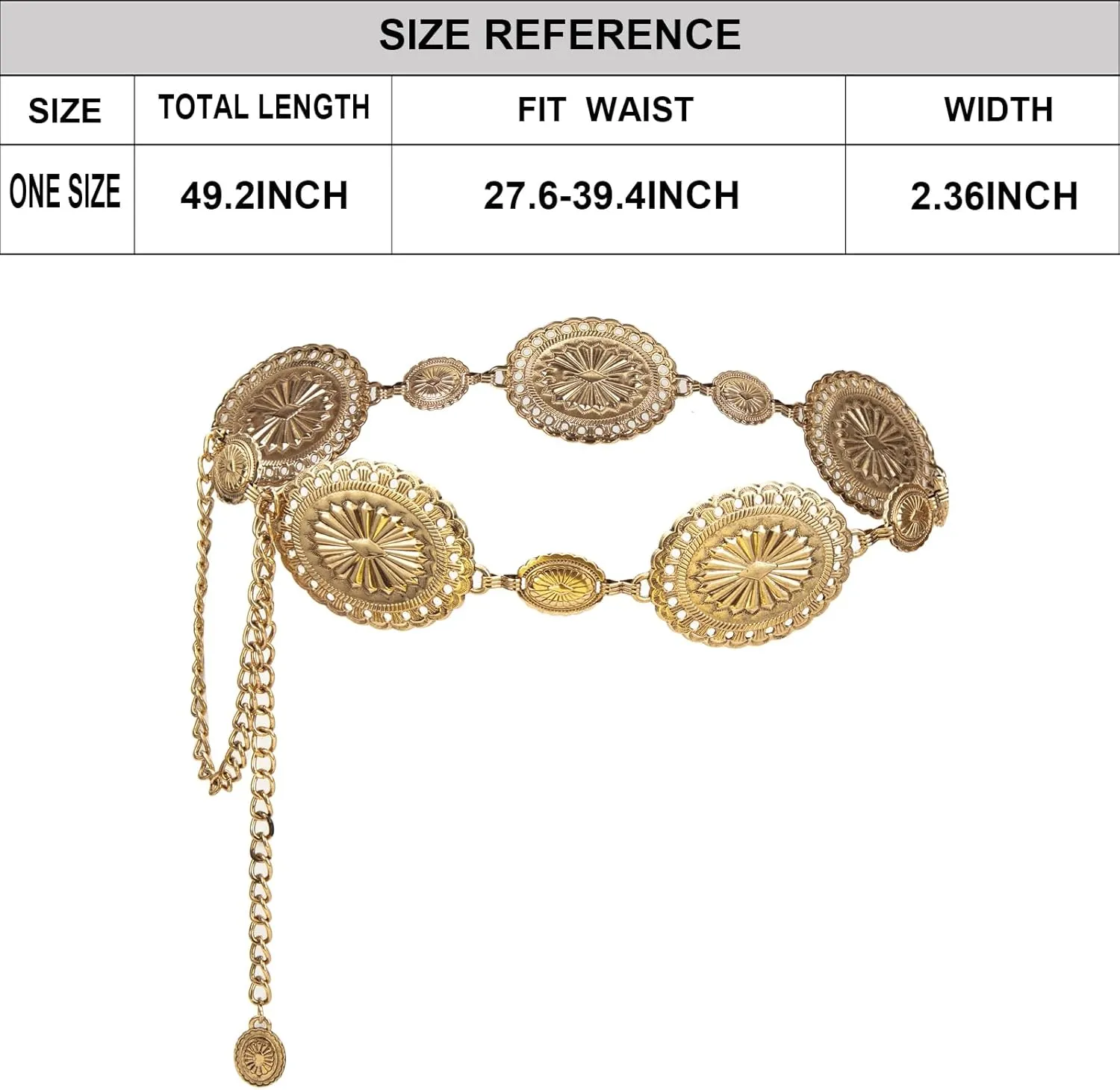 ILuvatar Luvatar Womens Metal Chain Dress Belt Hollow Out Daisy Sweater Belt Decorated Skinny Waist Belt